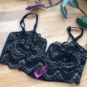 [S] La Senza Lacy Bustier Bra - Gold and Black Lace 🖤